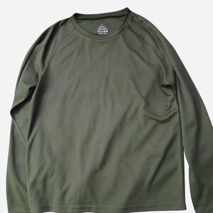 Mens Polyester Forrest Green Long Sleeve Crewneck (Small)